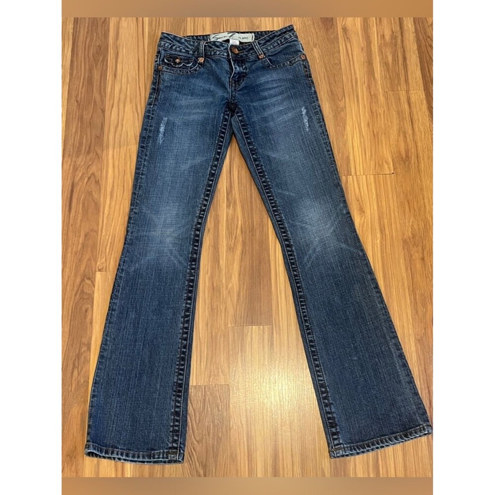 Seven7 Flare Lowrise Jeans Size 26 Iconic "7" branding back pocket
